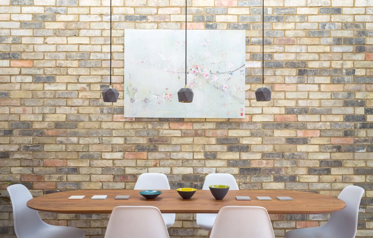 Interior kitchen photo with exposed brickwork